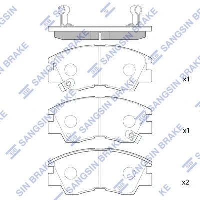 Комплект тормозных колодок, дисковый тормоз TOYOTA VENZA, HYUNDAI GALLOPER, SANGSIN (SP1135)