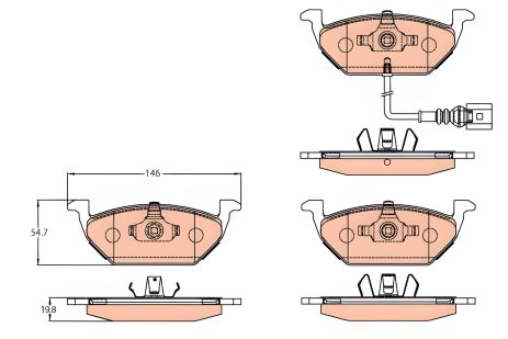 Комплект тормозных колодок, дисковый тормоз SEAT LEON, VW BEETLE, TRW (GDB2108)