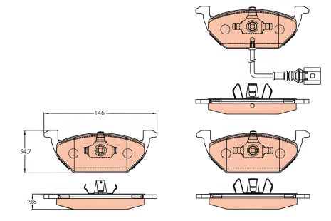 Гальмівних колодок комплект, дискове гальмо SEAT LEON, VW BEETLE, TRW (GDB2108)