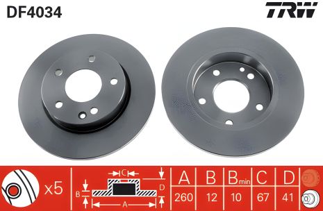 Гальмівний диск MERCEDES-BENZ A-CLASS, TRW (DF4034) Гальмівний диск MERCEDES-BENZ A-CLASS, TRW (DF4034)