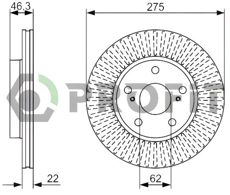 Диск гальмівний для TOYOTA COROLLA, TOYOTA AURIS, PROFIT (50101789) Диск гальмівний для TOYOTA COROLLA, TOYOTA AURIS, PROFIT (50101789)