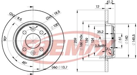 Диск тормозной SMART FORTWO, DACIA SANDERO, RENAULT SANDERO/STEPWAY, FREMAX (BD4707)