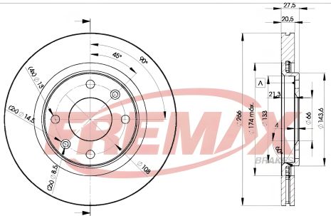 Гальмівний диск FREMAX (BD4697) для PEUGEOT PARTNER, CITROËN XSARA