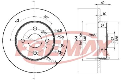 Диск тормозной OPEL ASTRA, OPEL COMBO, OPEL MERIVA, FREMAX (BD9116)