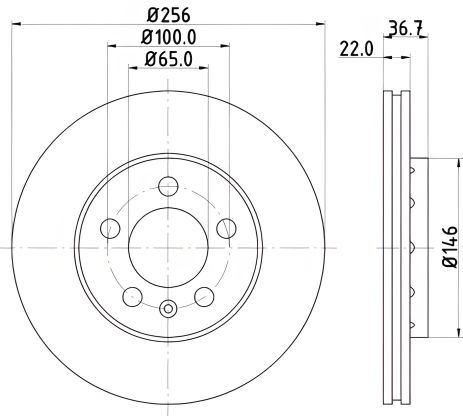 Тормозной диск для SKODA и VW, производитель HELLA PAGID (8DD355105361)