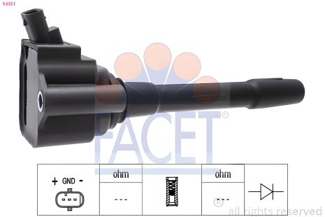 Котушка запалювання ALFA ROMEO, FIAT TIPO, JEEP COMPASS, FACET (96551) Котушка запалювання ALFA ROMEO, FIAT TIPO, JEEP COMPASS, FACET (96551)