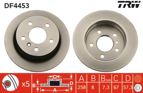Гальмівний диск MERCEDES-BENZ B-CLASS, MERCEDES-BENZ A-CLASS, TRW (DF4453)