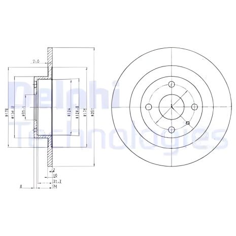 Brake Disc MAZDA 323, DELPHI (BG3556)