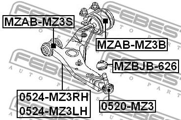 Рычаг передний правый Mazda 3/3 I/5, FEBEST (0524MZ3RH)