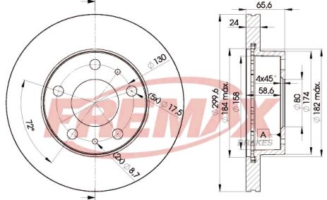 Диск тормозной PEUGEOT BOXER, FIAT DUCATO, CITROËN JUMPER, FREMAX (BD4682)