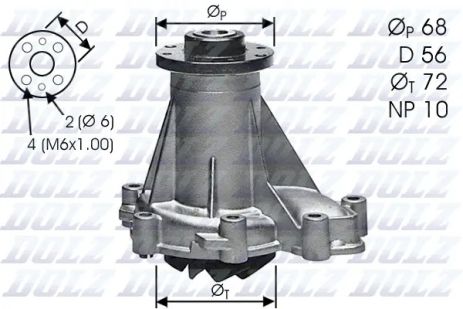 Водяний насос, помпа MERCEDES-BENZ G-CLASS, MERCEDES-BENZ E-CLASS, MERCEDES-BENZ C-CLASS, DOLZ (M276)