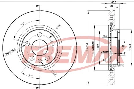 Гальмівний диск LANCIA ZETA, FIAT SCUDO, CITROËN JUMPY, FREMAX (BD4620)
