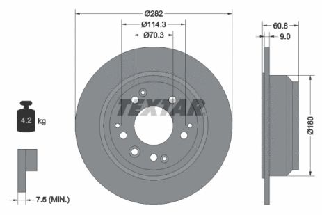 Диск гальмівний ACURA RL, HONDA ODYSSEY, HONDA STEPWGN, TEXTAR (92078400)