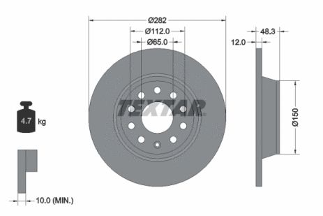 Диск гальмівний SKODA, VW, TEXTAR (92140803)