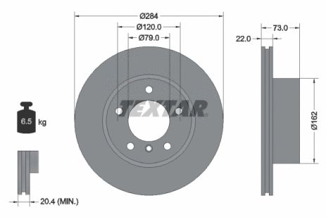 Диск гальмівний BMW 2, BMW 1, TEXTAR (92238403)