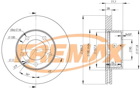 Гальмівний диск FREMAX NISSAN INTERSTAR, OPEL MOVANO, RENAULT MASTER (BD6848)