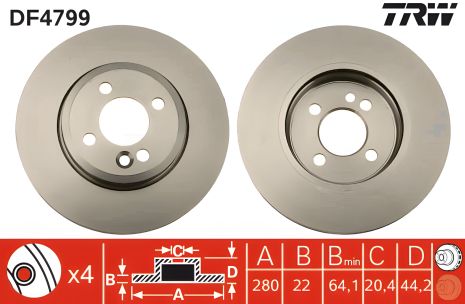 Диск гальмівний MINI MINI, TRW (DF4799) Диск гальмівний MINI MINI, TRW (DF4799)