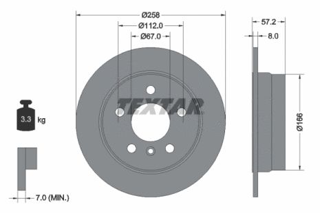 Диск тормозной MERCEDES-BENZ B-CLASS, MERCEDES-BENZ A-CLASS, TEXTAR (92132103)
