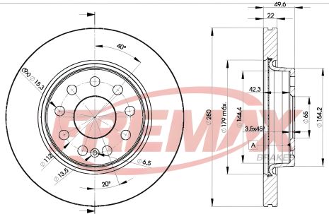 Гальмівний диск SEAT ALTEA, AUDI A3, SKODA YETI, FREMAX (BD5614)