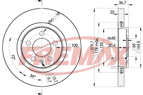 Диск гальмівний SEAT LEON, VW GOLF, SKODA OCTAVIA, FREMAX (BD5603) Диск гальмівний SEAT LEON, VW GOLF, SKODA OCTAVIA, FREMAX (BD5603)