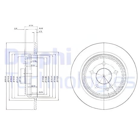 Тормозной диск MERCEDES-BENZ VITO, VIANO, DELPHI (BG3969)