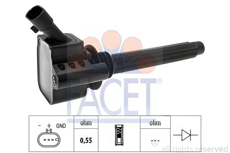 Котушка запалювання FIAT TIPO, JEEP RENEGADE, FIAT 500X, FACET (96542) Котушка запалювання FIAT TIPO, JEEP RENEGADE, FIAT 500X, FACET (96542)