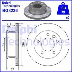 Диск гальмівний VW LT, MERCEDES-BENZ SPRINTER, NISSAN BLUEBIRD, DELPHI (BG3236)