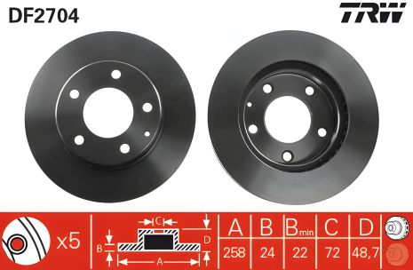 Диск тормозной HAIMA (FAW), EUNOS 500, FORD ASIA, TRW (DF2704) Диск тормозной HAIMA (FAW), EUNOS 500, FORD ASIA, TRW (DF2704)