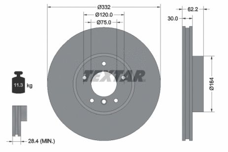 Диск гальмівний BMW X6, BMW X5, TEXTAR (92160805)