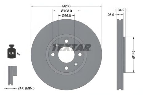 Диск гальмівний PEUGEOT 5008, CITROËN C4, CITROËN BERLINGO, TEXTAR (92111603) Диск гальмівний PEUGEOT 5008, CITROËN C4, CITROËN BERLINGO, TEXTAR (92111603)