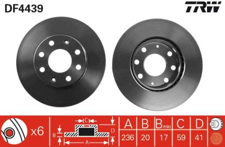 Диск тормозной передний R13 CHEVROLET AVEO/ZAZ VIDA, TRW (DF4439)