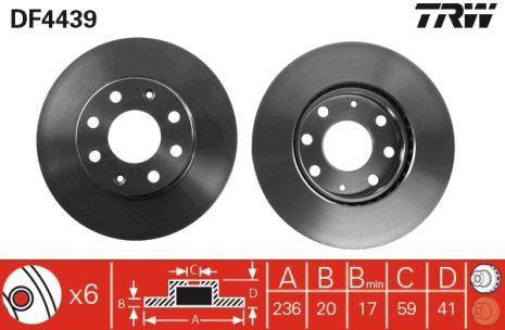 Диск тормозной передний R13 CHEVROLET AVEO/ZAZ VIDA, TRW (DF4439)