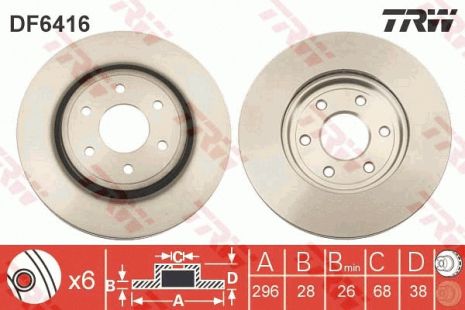 Диск тормозной NISSAN PATHFINDER, NISSAN NP300, NISSAN XTERRA, TRW (DF6416)