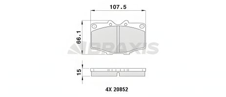 Комплект гальмівних колодок TOYOTA HILUX, BRAXIS (AA0377) Комплект гальмівних колодок TOYOTA HILUX, BRAXIS (AA0377)