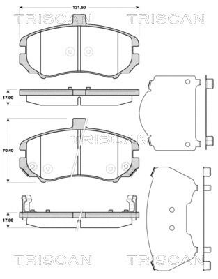 Комплект гальмівних колодок HYUNDAI ELANTRA, TRISCAN (811043034)