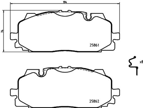 Комплект тормозных колодок VW TOUAREG, AUDI Q7, AUDI Q8, BREMBO (P85165)