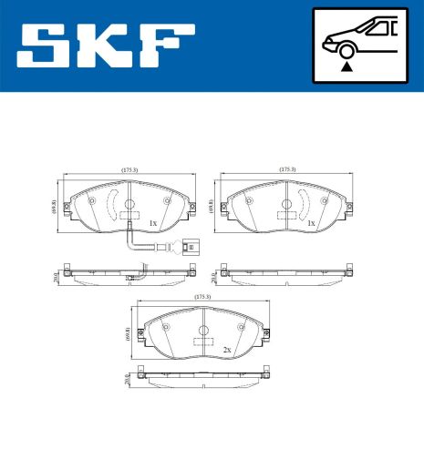 Комплект тормозных колодок SKODA OCTAVIA, VW GOLF, AUDI Q3, SKF (VKBP80176E)