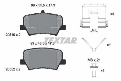 Комплект тормозных колодок GEELY PREFACE, VOLVO ASIA, LYNK &, TEXTAR (2051001)