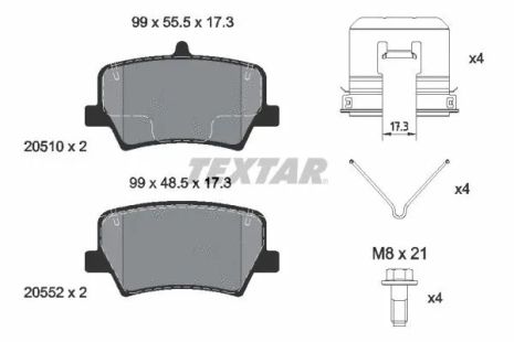 Комплект тормозных колодок GEELY PREFACE, VOLVO ASIA, LYNK &, TEXTAR (2051001)