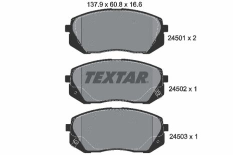 Комплект гальмівних колодок KIA SPORTAGE, HYUNDAI KONA, KIA SPORTAGE, TEXTAR (2450101)
