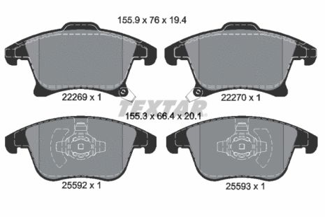 Комплект гальмівних колодок FORD S-MAX, LINCOLN MKZ, FORD MONDEO, TEXTAR (2226901)