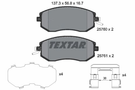Комплект гальмівних колодок SCION FR-S, TOYOTA GR, SUBARU FORESTER, TEXTAR (2576001)