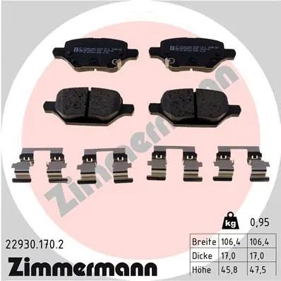 Комплект тормозных колодок BUICK ENCORE, CHEVROLET TRAX, OPEL MOKKA, ZIMMERMANN (229301702)