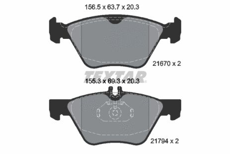 Комплект гальмівних колодок CHRYSLER CROSSFIRE, MB CLK, MB E-CLASS, TEXTAR (2167001)