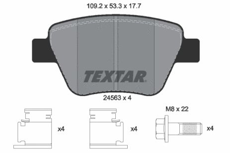 Комплект гальмівних колодок SKODA SUPERB, SEAT ALTEA, AUDI A1, TEXTAR (2456301)