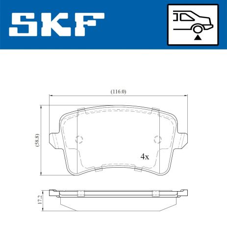 Комплект гальмівних колодок AUDI A5, AUDI A4, AUDI Q5, SKF (VKBP90052)