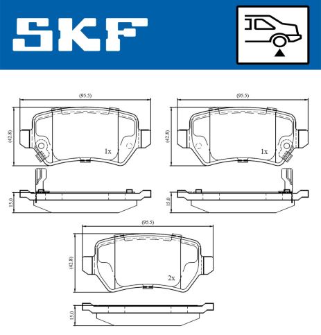 Комплект гальмівних колодок KIA CEE'D, KIA PRO, SKF (VKBP90338A)