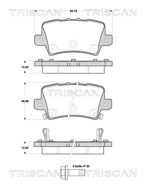 Гальмівні колодки для HONDA CIVIC від TRISCAN (811040012) Гальмівні колодки для HONDA CIVIC від TRISCAN (811040012)