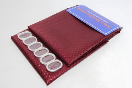 Довга шторка для ванної 180x220 см однотонна бордова