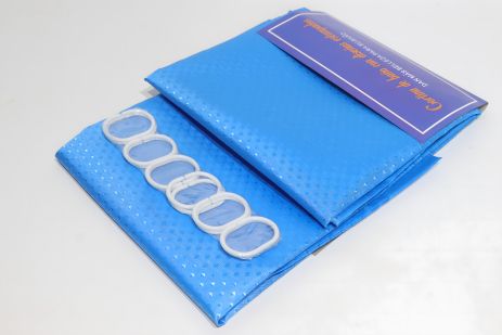 Синя однотонна шторка для ванної 180x220 см